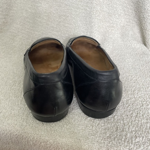 $750 Santoni Solid‎ Black Penny Loafers Leather Shoes Men\'s Size 10.5 FLAWED main image 7
